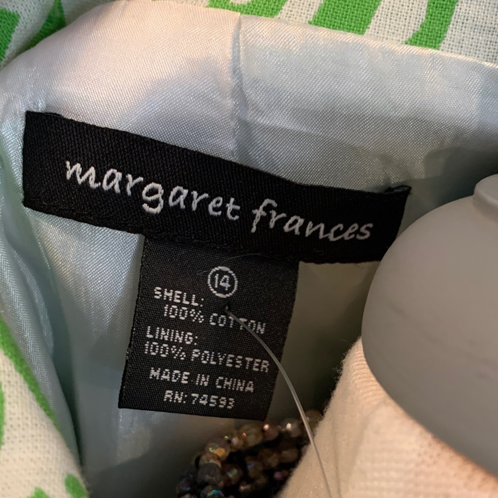 Vibrant Vintage-Inspired Green Floral Women's Blazer by Margaret Frances - Picture 2 of 10